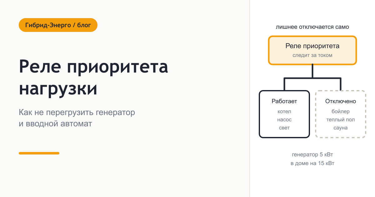 Реле приоритета нагрузки - как не перегрузить генератор