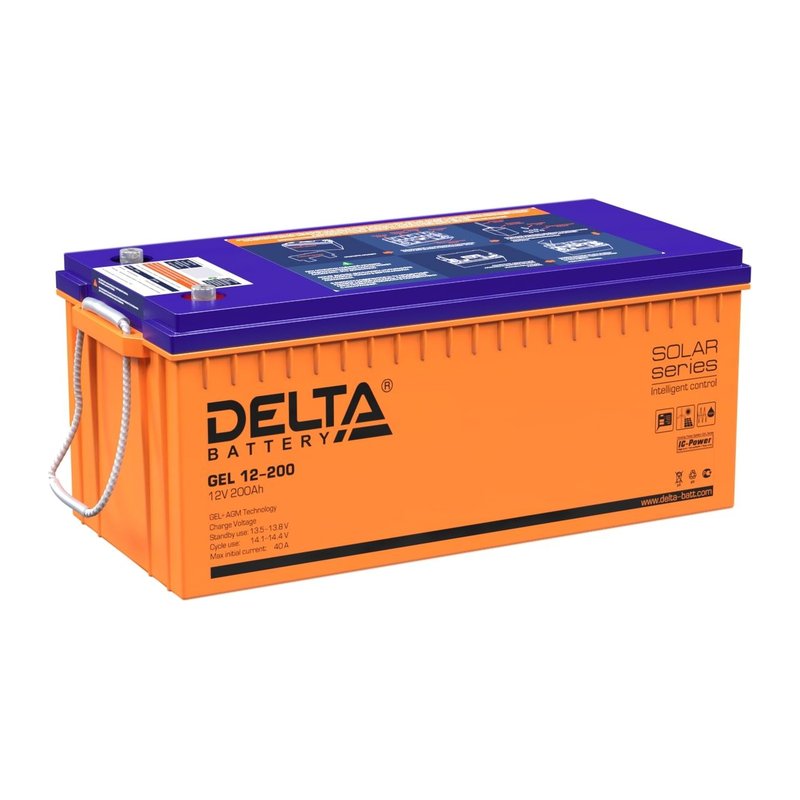 Гелевый аккумулятор Delta GEL 12-200, 12 В 200 Ач