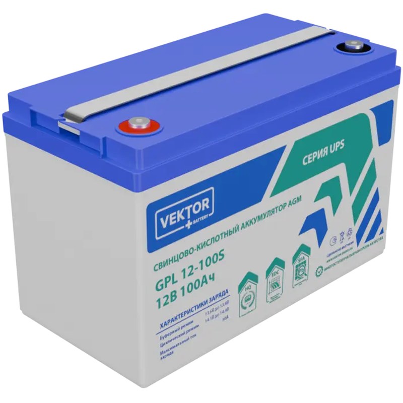 Аккумулятор AGM 12 В 100 Ач Vektor Energy GPL 12-100S